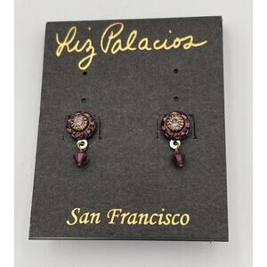 LIZ PALACIOS Pierced Earrings Round Rhinestones With Dangle Bead